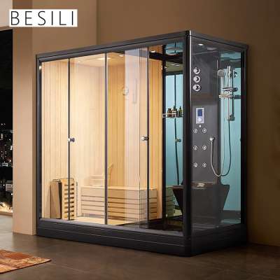 Freestanding rectangle glass thickness 6mm sauna bath indoor steam shower room