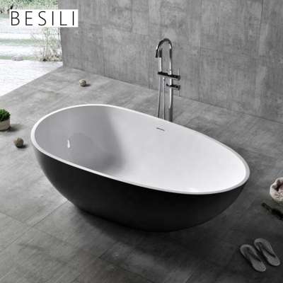 Bathroom luxury black standalone bath tub small size black stone bathtub