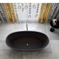 PS-8801-1400 black matt artificial stone Bathtub solid surface hotel bathroom bathtub