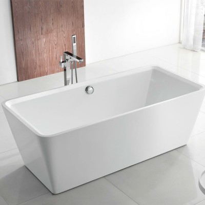 Simple small narrow soaking white overflow freestanding portable bathtub 170cm  132