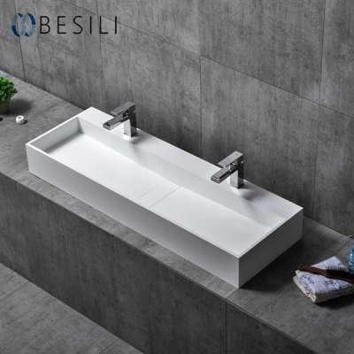 Luxury Modern Bathroom Solid Surface Double Vanity Wash Basin G07