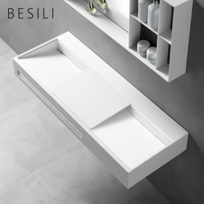 Luxury Modern Bathroom Solid Surface Artificial Stone Art Basin Wall hung Vanity Wash Basin