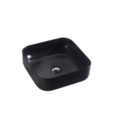 Foshan sanitary ware lavabo supplier ceramic bathroom vanity sinks abovercounter matt black slim edge washing basin  6134BM