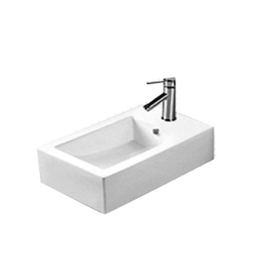 Hotel project white bathroom sinks ceramic wall mounted single faucet hole small washbasin 3073