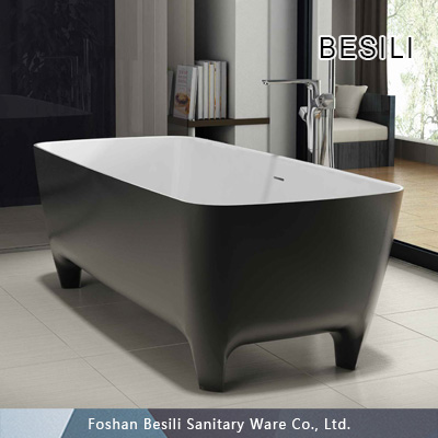 Black artificial stone freestanding bathtub with feet price 8005