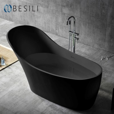 Wholesale freestanding black acrylic solid surface stone supplier bathtub  8811-2