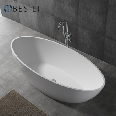 Besili solid surface bathtub freestanding white matt stone bath for presisdent suite  8803