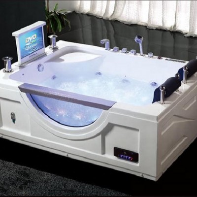 Indoor acrylic massage bathtub glass side combo massage bathtub with tv for couple B277